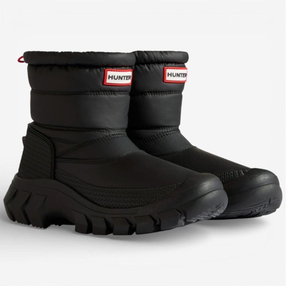 Hunter Intrepid Short Snow Boots, Black, size 7